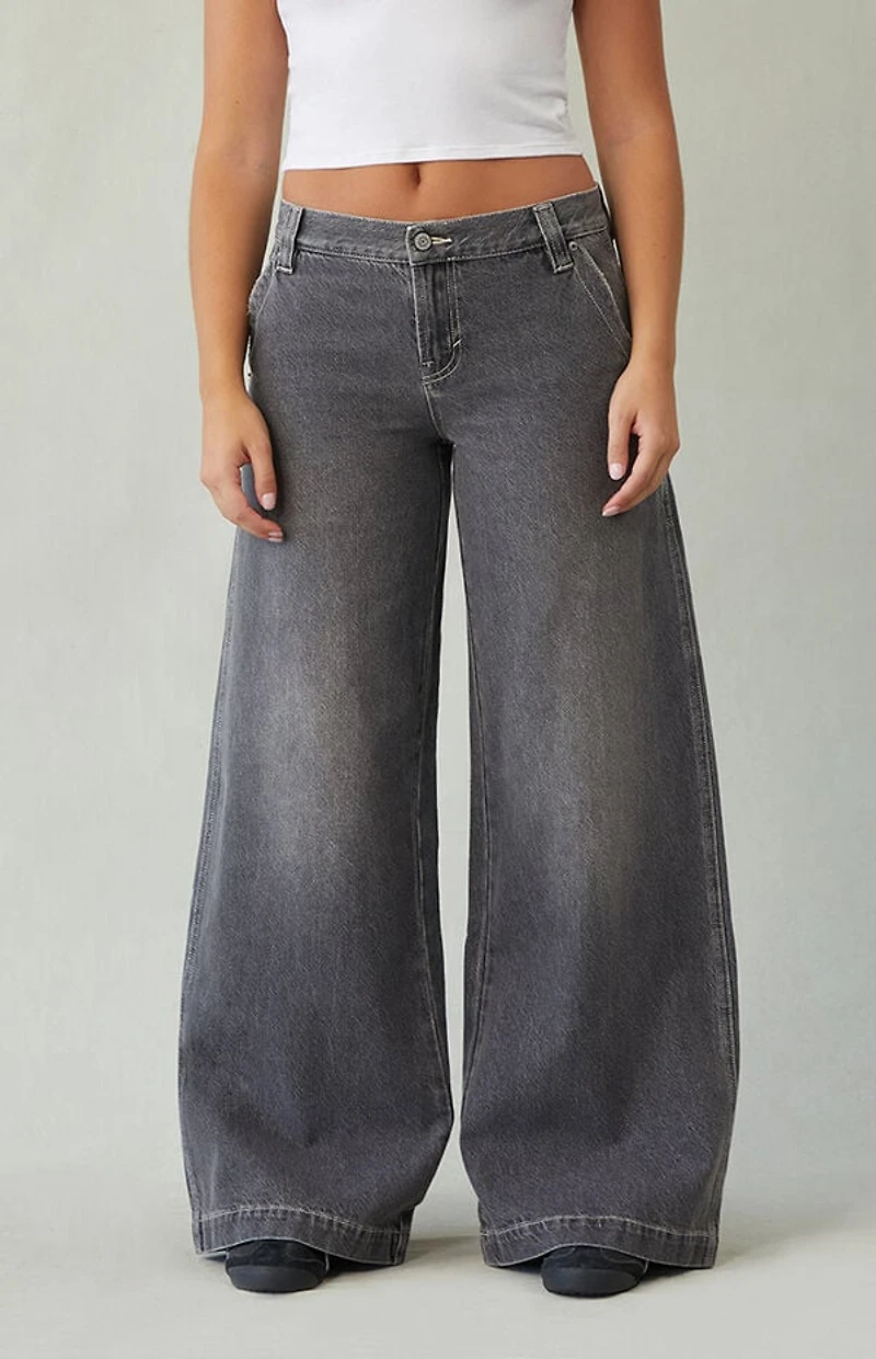 Pacsun Sloane Ultra Baggy Jeans Contrast Stitch Gray