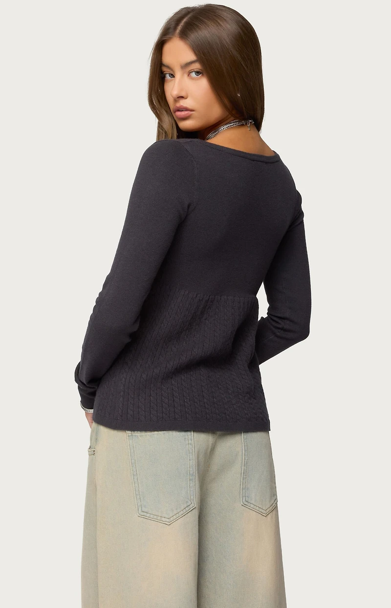 Edikted Jaylah Cable Knit Babydoll Top