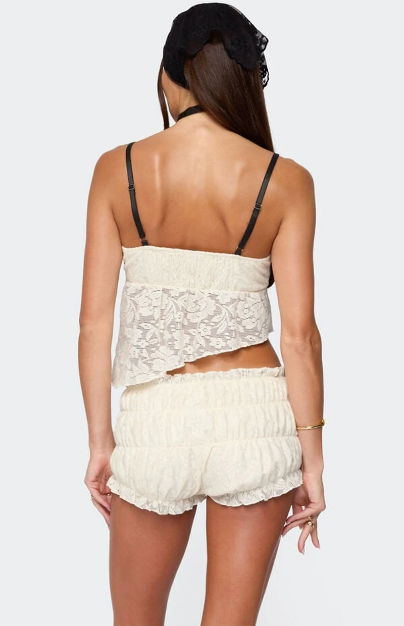 Edikted Este Asymmetric Textured Lace Top