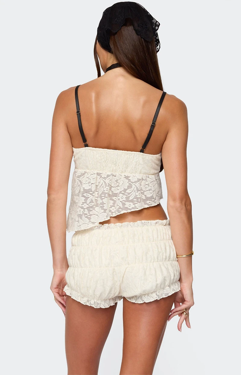 Edikted Este Asymmetric Textured Lace Top