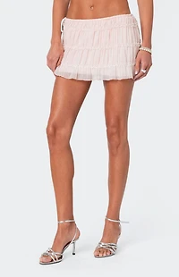 Edikted Abrielle Tiered Chiffon Mini Skirt