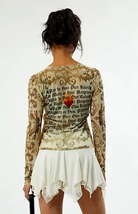 Playboy By PacSun Mesh Long Sleeve Top