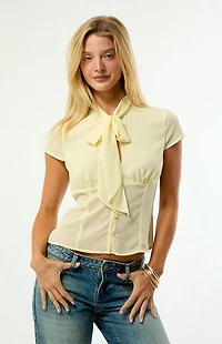 Beverly and Beck Josie Scarf Button Up Top