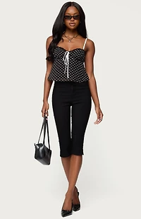 Edikted Contrast Polka Dot Cupped Chiffon Top
