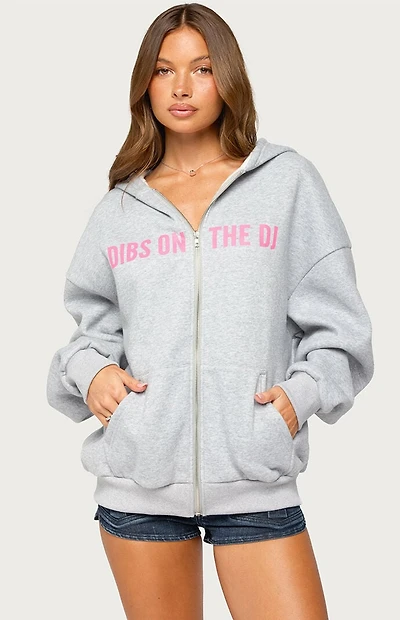 Edikted DJ Lover Oversized Zip Up Hoodie