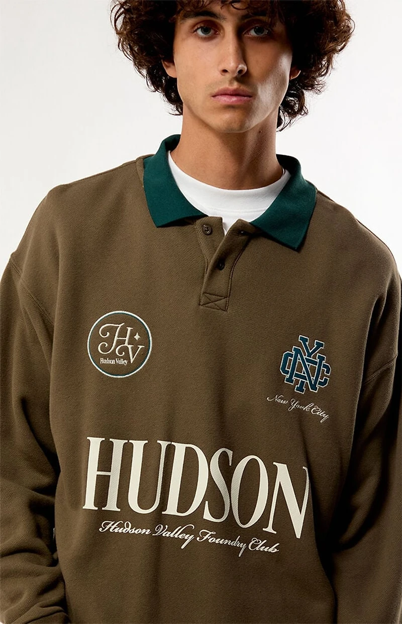 Pacsun Brown Hudson Long Sleeve Rugby Polo Shirt