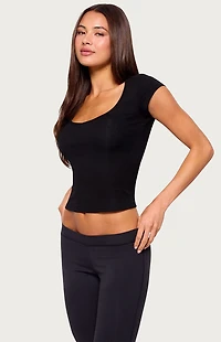 Edikted Chari Ribbed Scoop Neck T-Shirt