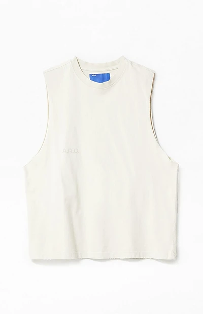 A.R.C. Off White Vintage Wash Cut Muscle T-Shirt