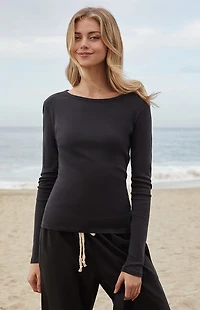 John Galt Black Leah Long Sleeve Top