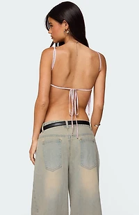 Edikted Backless Satin Effect Polka Dot Top