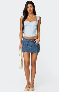 Edikted Heart Pocket Denim Mini Skirt