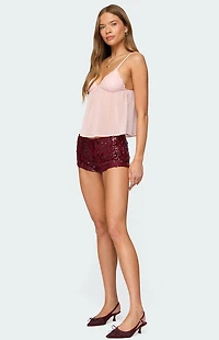 Edikted Dotted Chiffon Babydoll Tank Top