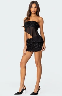Edikted Nya Asymmetric Chiffon Flower Top