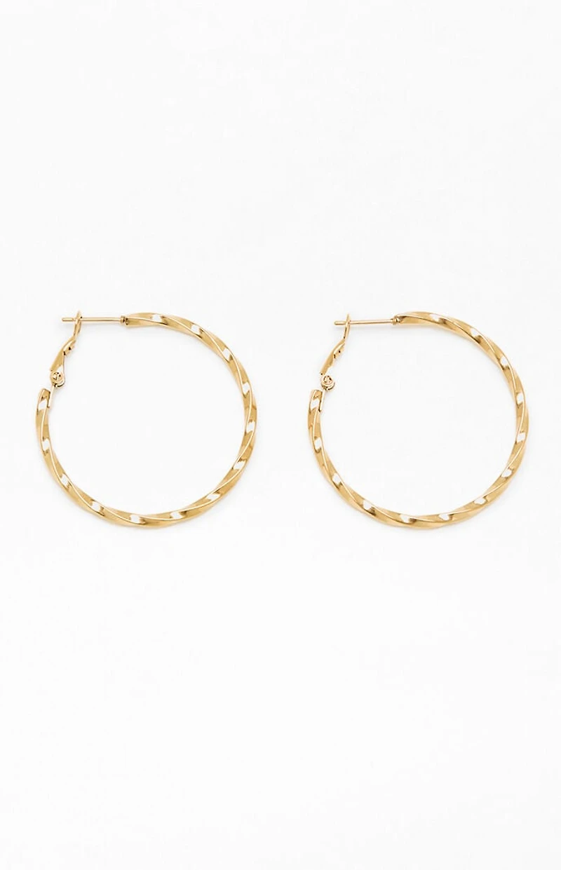 Pacsun Gold Stainless Steel Twisted Hoop Earrings