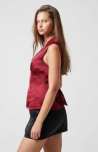 Beverly and Beck Satin Hook-And-Eye Vest