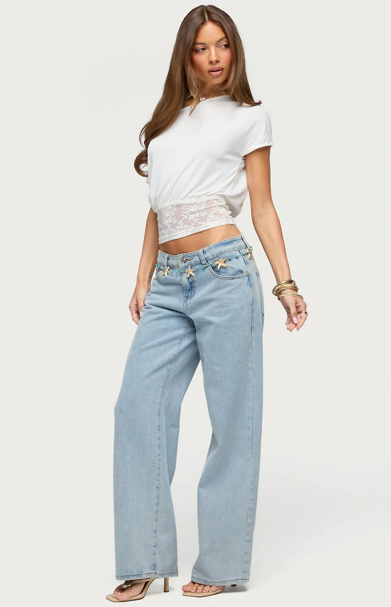 Edikted Michy Off-The-Shoulder Lace Top
