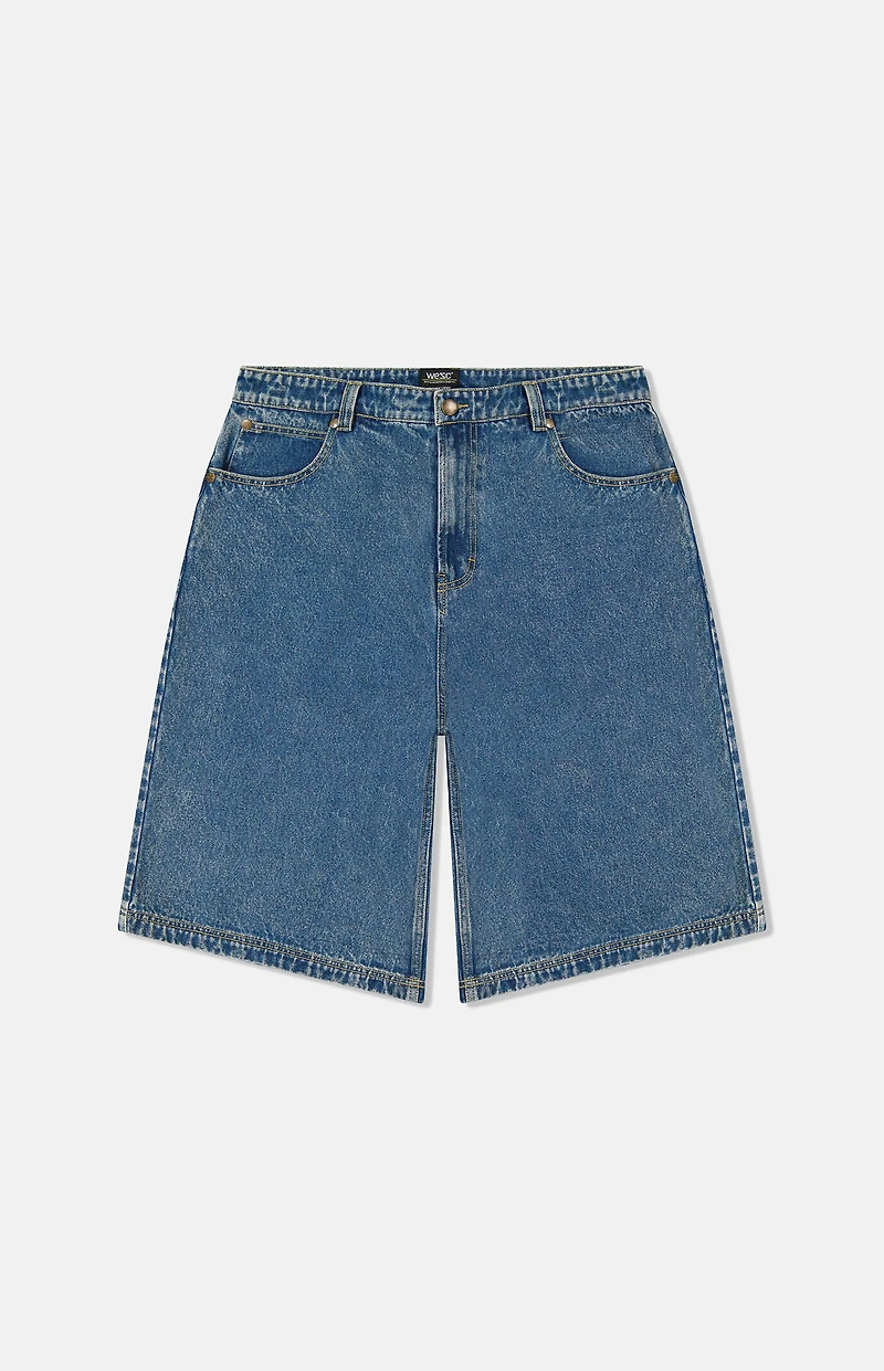 WeSC Medium Blue Denim Long Shorts