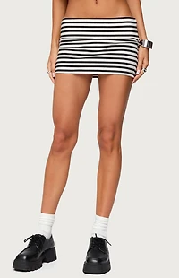Edikted Rylan Striped Fold Over Mini Skort