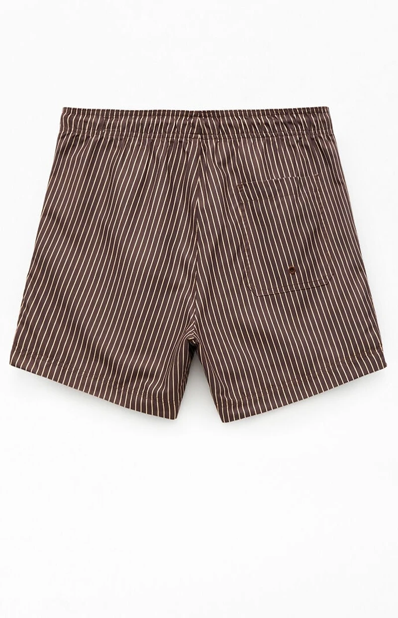 Pacsun Brown Pinstripe 5" Swim Trunks