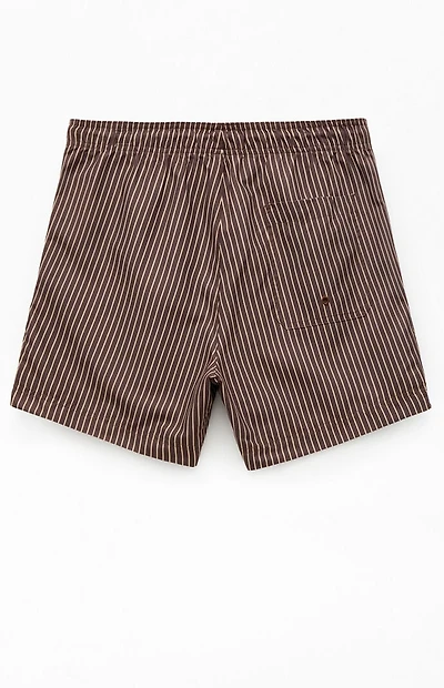 Pacsun Brown Pinstripe 5" Swim Trunks
