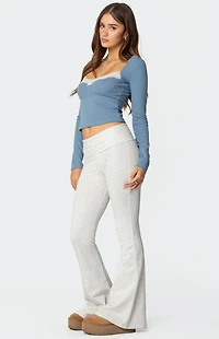 Edikted Morgyn Lace Trim Ribbed Top