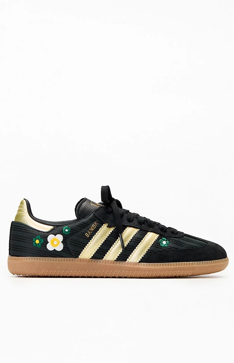 adidas Women's Black & Gold Floral Samba OG Sneakers