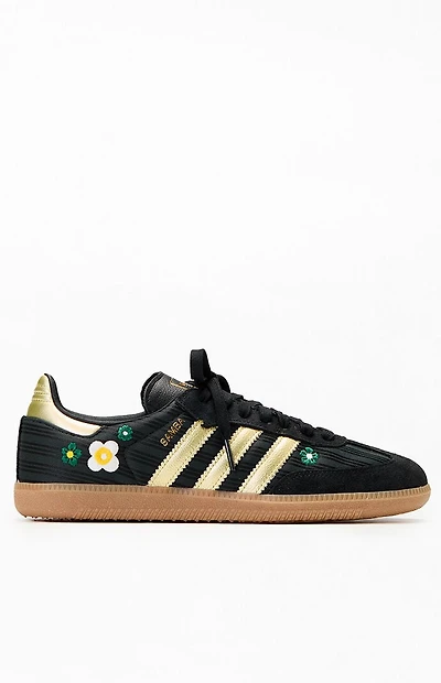 adidas Women's Black & Gold Floral Samba OG Sneakers