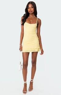 Edikted Pointelle Ruffle Mini Dress