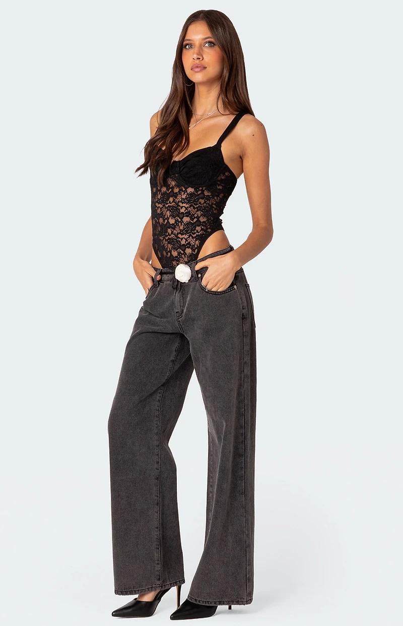 Edikted Lace & Satin Cupped Bodysuit