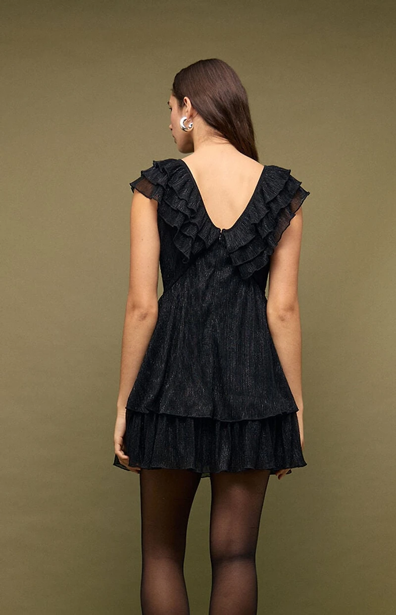 MINKPINK Greta Plisse Lurex Mini Dress