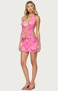 Edikted Tiedye Mesh Split Front Backless Top