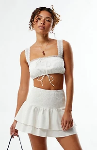 WEWOREWHAT Smocked Ruffle Mini Skirt