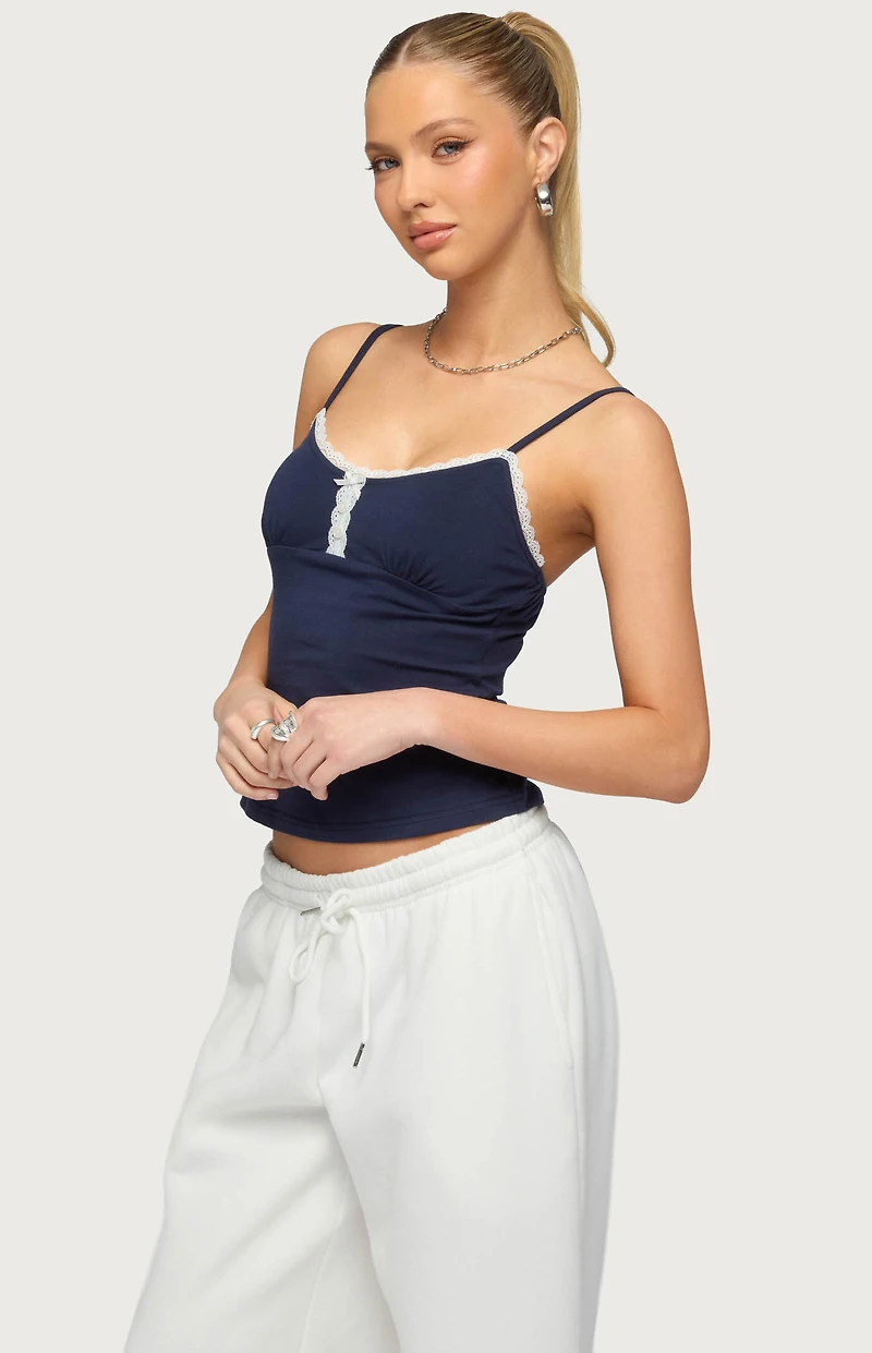 Edikted Olezka Contrast Lacey Tank Top