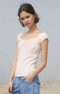 John Galt Pink Casey Ruched Top