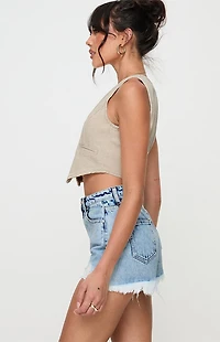 Princess Polly Anne Ripped High Waisted Denim Shorts