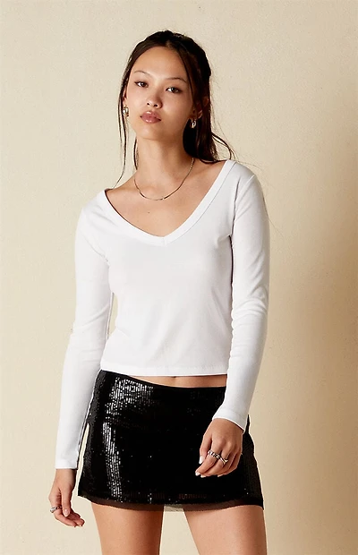 Your Favorite Kylie V-Neck Ribbed Long Sleeve Top