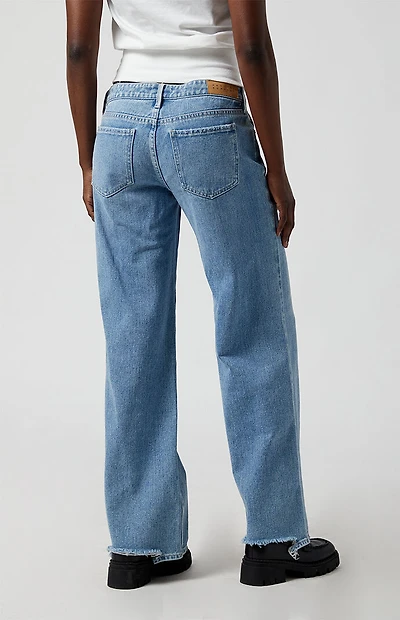 Pacsun Zoe Low Rise Girlfriend Jeans Ripped Medium Indigo