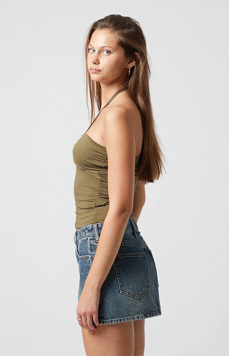 Beverly and Beck Valentina Ruched Tie Halter Top