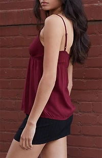 John Galt Burgundy Bow Edith Tank Top
