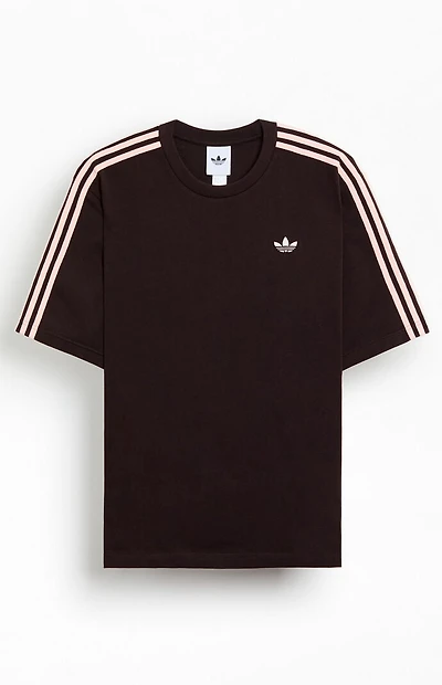 adidas Brown Adicolor 3-Stripes Oversized T-Shirt