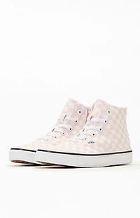 Vans Kids Pink Checkerboard Authentic Hi Zip Shoes