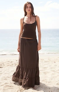John Galt Brown Olive Maxi Skirt