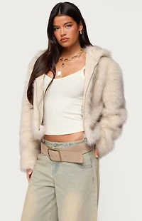 Edikted Beyonca Hooded Faux Fur Jacket