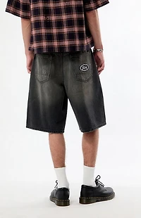 FORD Dirty Black Wash Baggy Jean Shorts