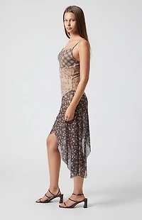 Beverly and Beck Kennedy Mixed Print Asymmetrical Midi Dress