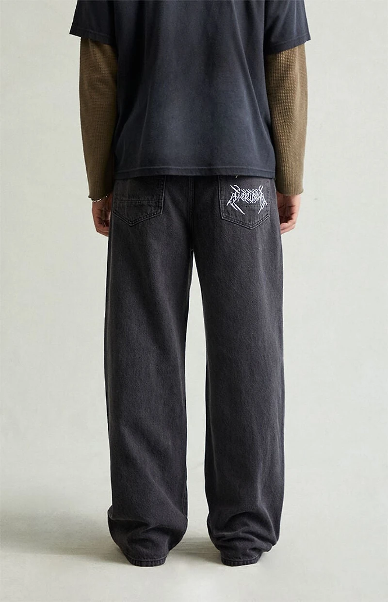 Pacsun Blake Extreme Baggy Jeans Drawstring Graphic Faded Black