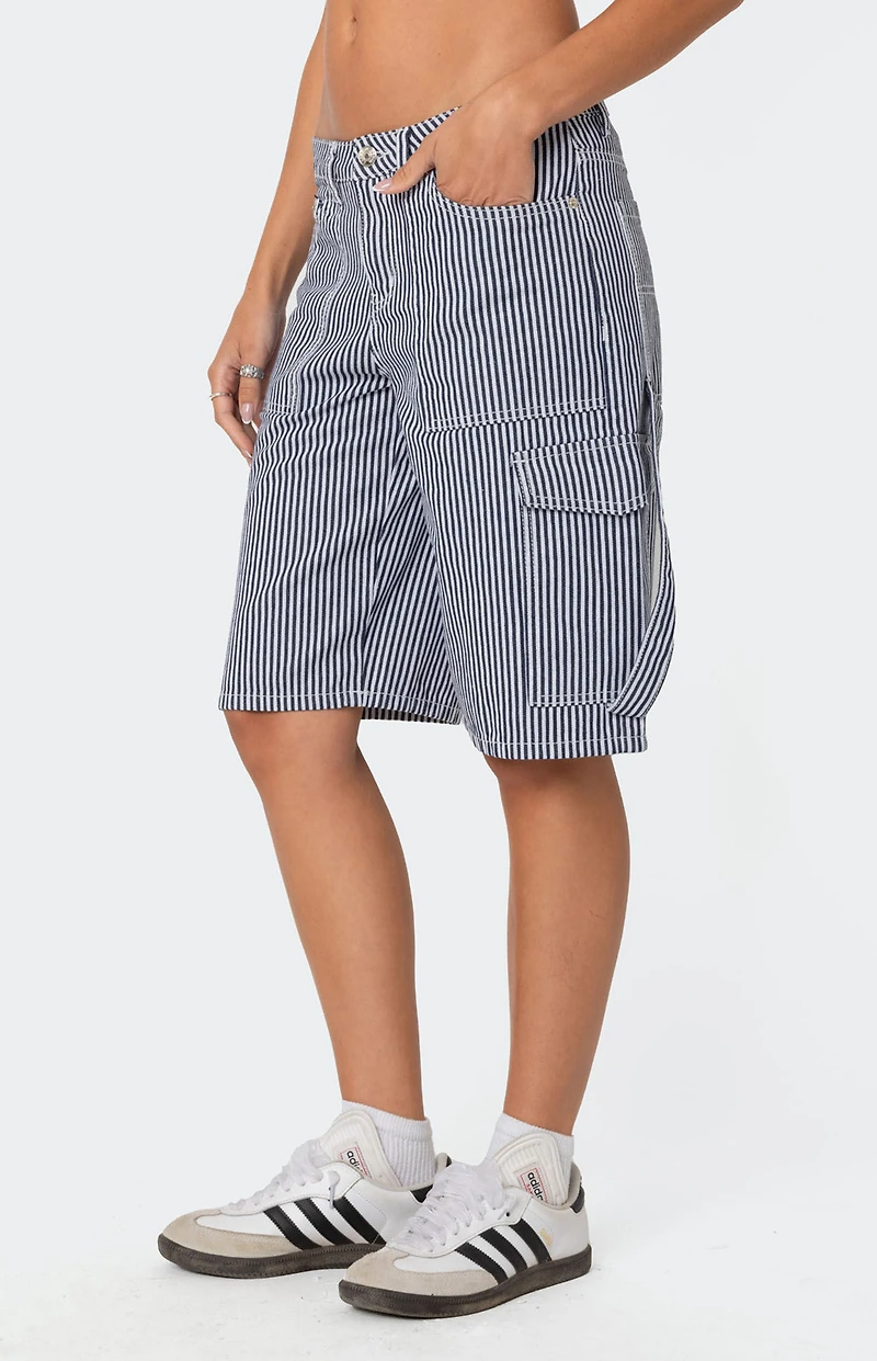 Edikted Friday Striped Low Rise Cargo Shorts
