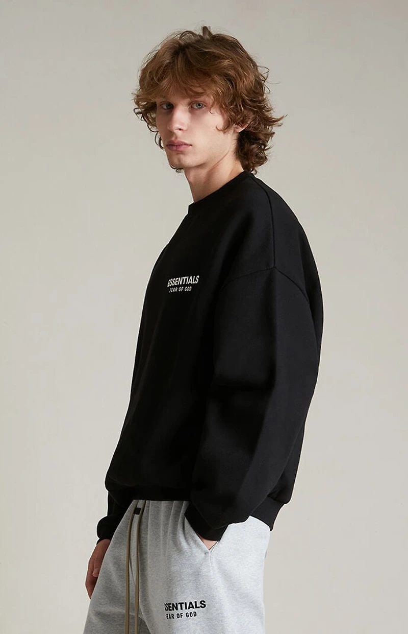 Fear of God ESSENTIALS Black Fleece Crew Neck Sweatshirt
