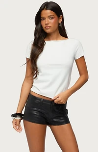 Edikted Rea Shredded Cutout Lacey Top