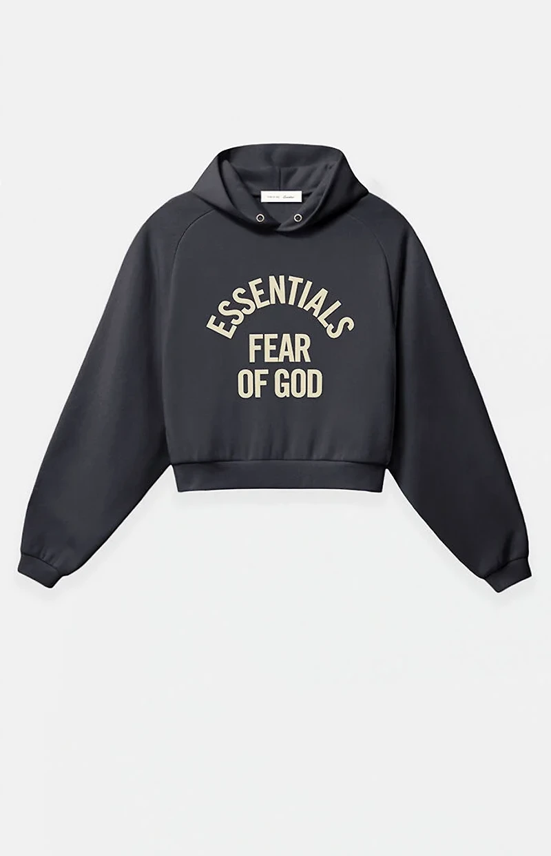 Fear of God ESSENTIALS Women's Faded Black Campus '90s Cropped Hoodie